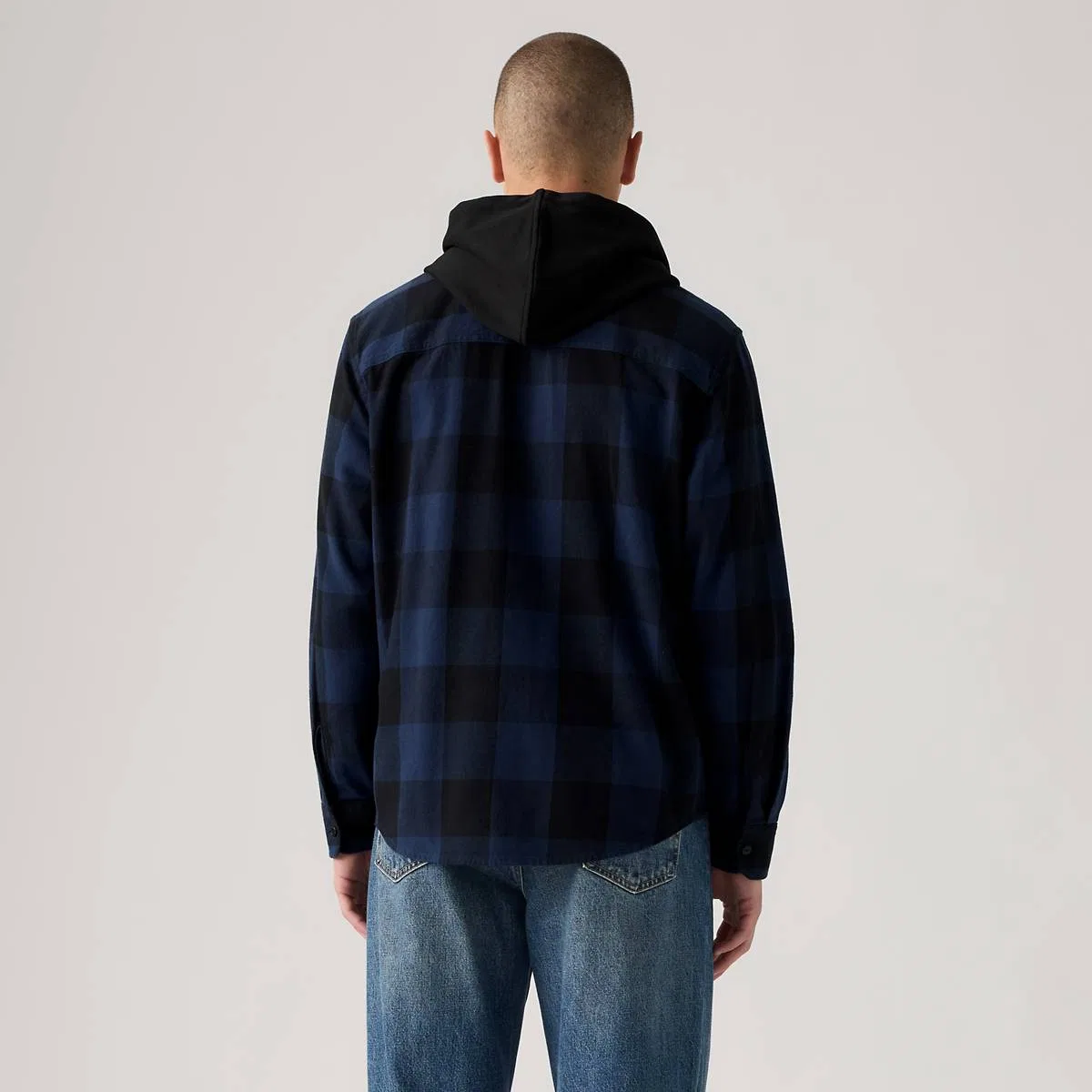 Классическая рабочая толстовка с капюшоном в стиле casual Levi's, Bandurria Plaid Dress Blues - Blue — фото 4