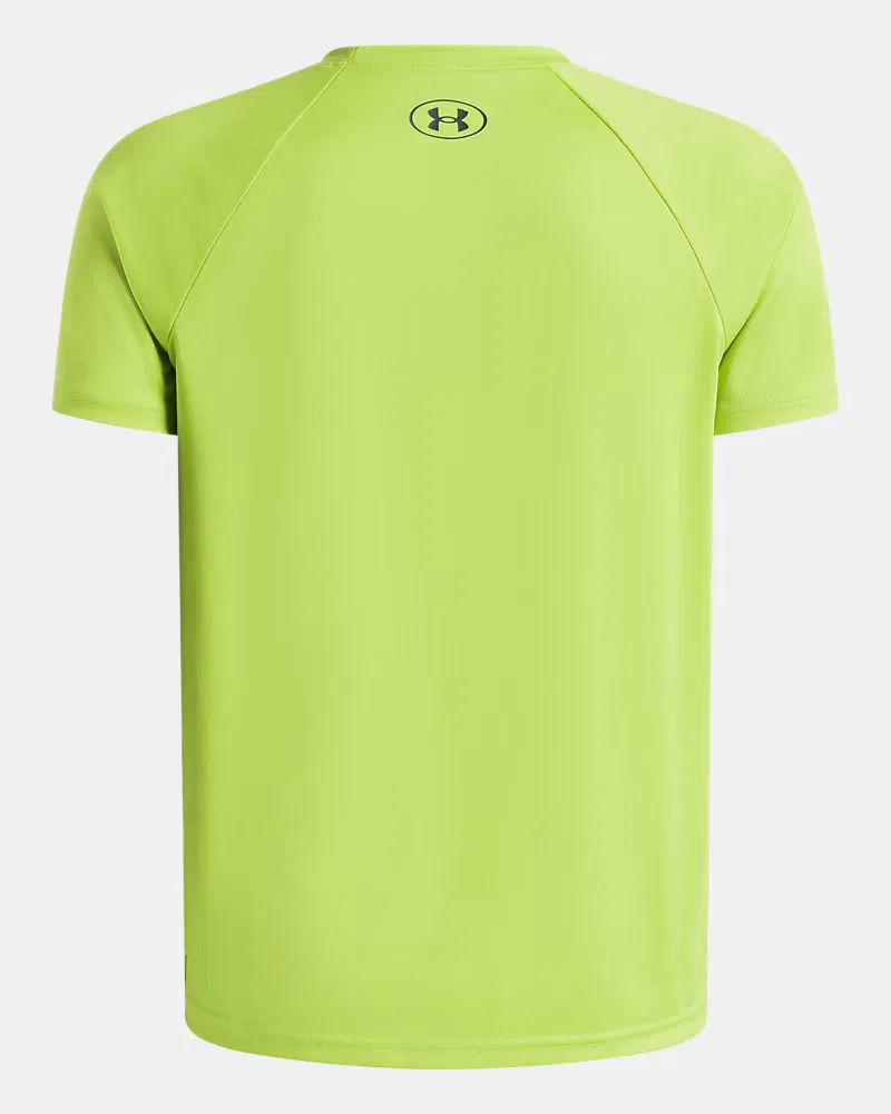 Футболка для мальчиков быстросохнущая UA Tech Big Logo UnderArmour, Green Vibe/Halo Gray — фото 2