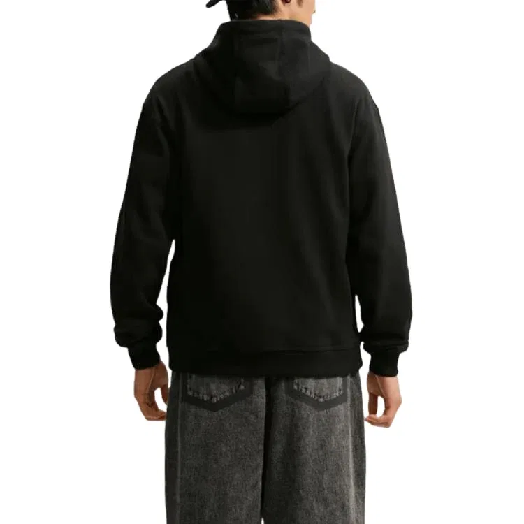 Мужское худи Sportswear Fleece Hoodie 'Black White Safety Orange' Nike, Black/White/Safety Orange — фото 2