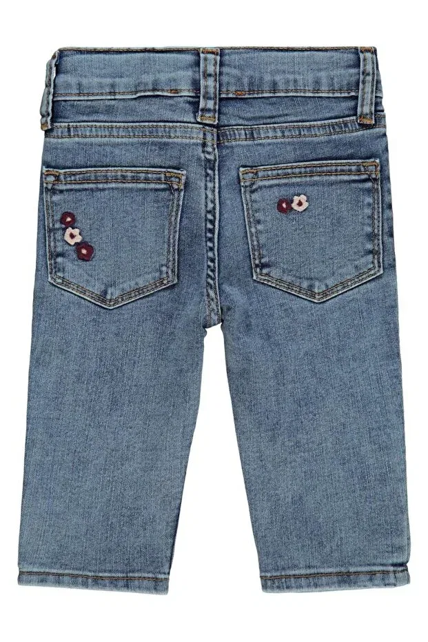 Детские брюки для девочек прямые с вышивкой Civil Baby, Medium Blue — фото 3