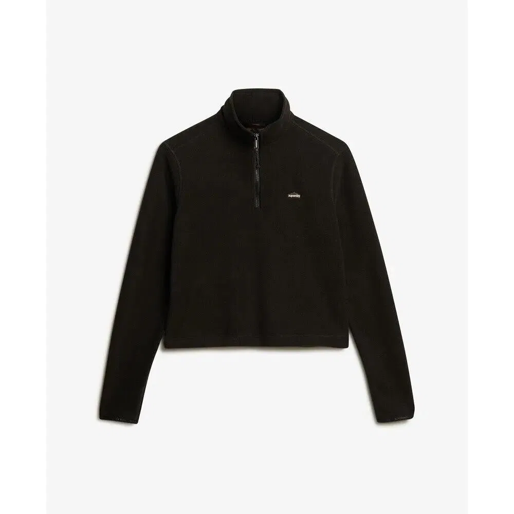 Женское укороченное флисовое худи Superdry, Черный