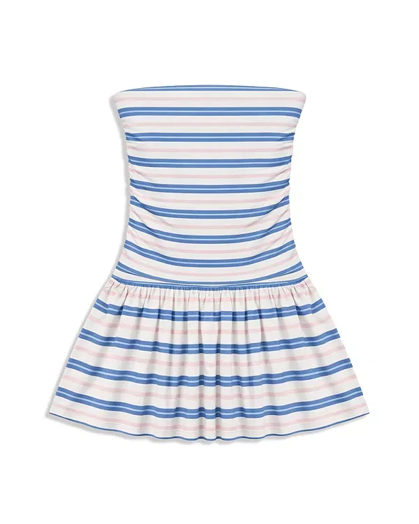 Детское платье для девочек без рукавов Milo Drop Waist Dress KatieJ NYC, Blue Stripe
