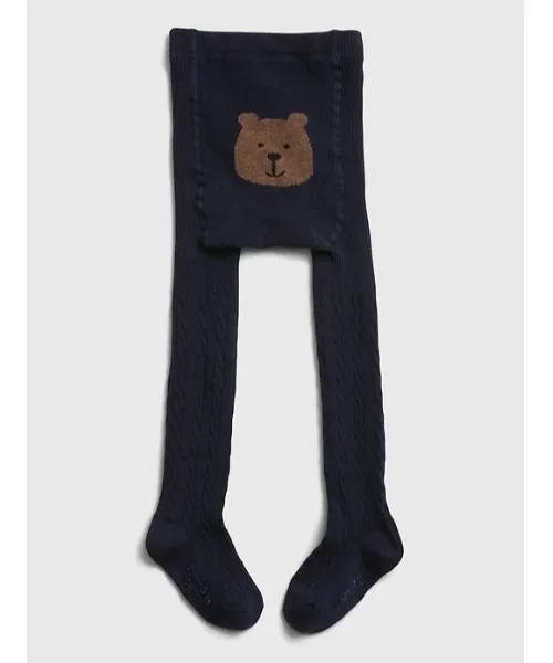 Детские колготки с принтом медвежонка Cable Knit GAP, Navy