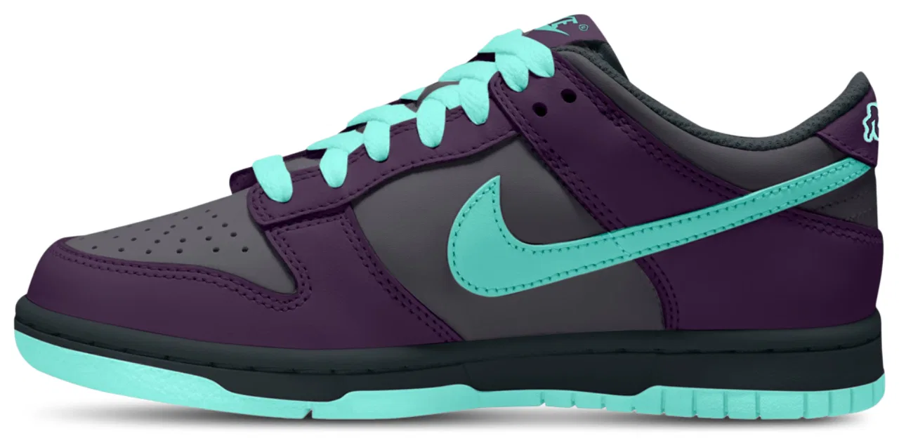 Кроссовки для мальчиков Dunk Low Nike, цвет Artisan Teal/Grand Purple/Smoke Grey — фото 2