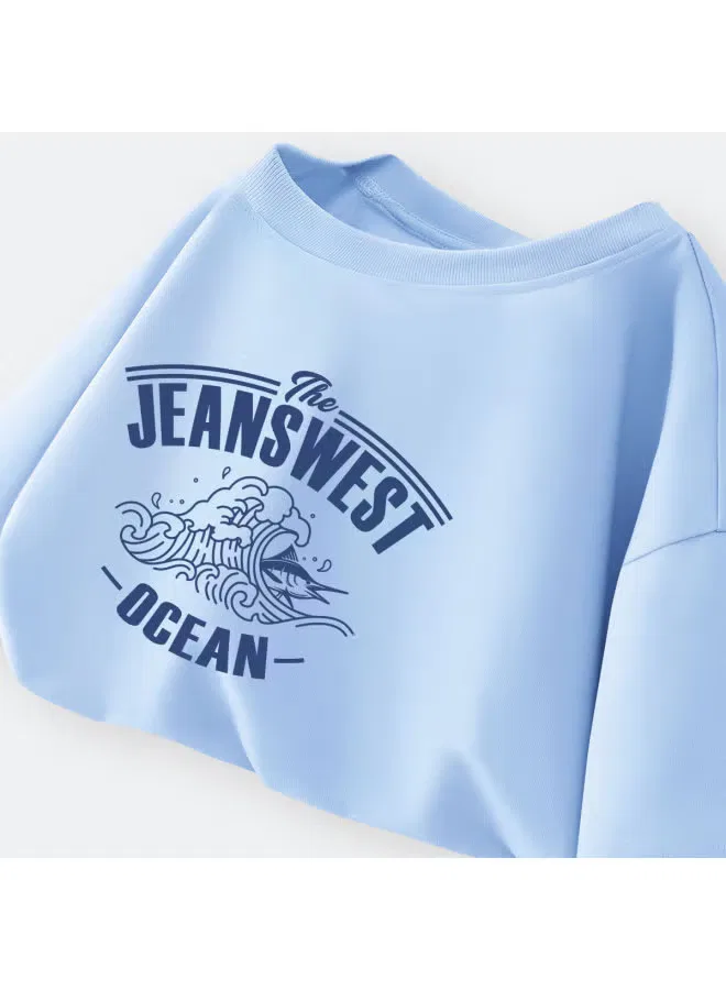 Футболка с принтом для мальчиков Jeanswest, синяя — фото 2