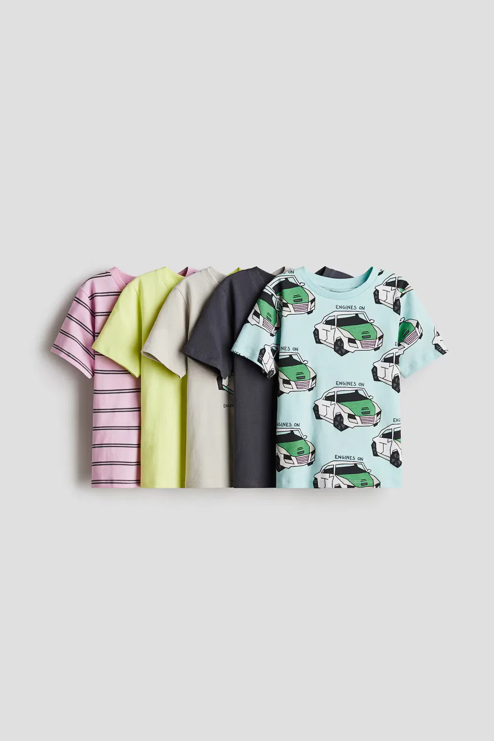 Набор из 5 футболок H&M, Helltürkis/Autos