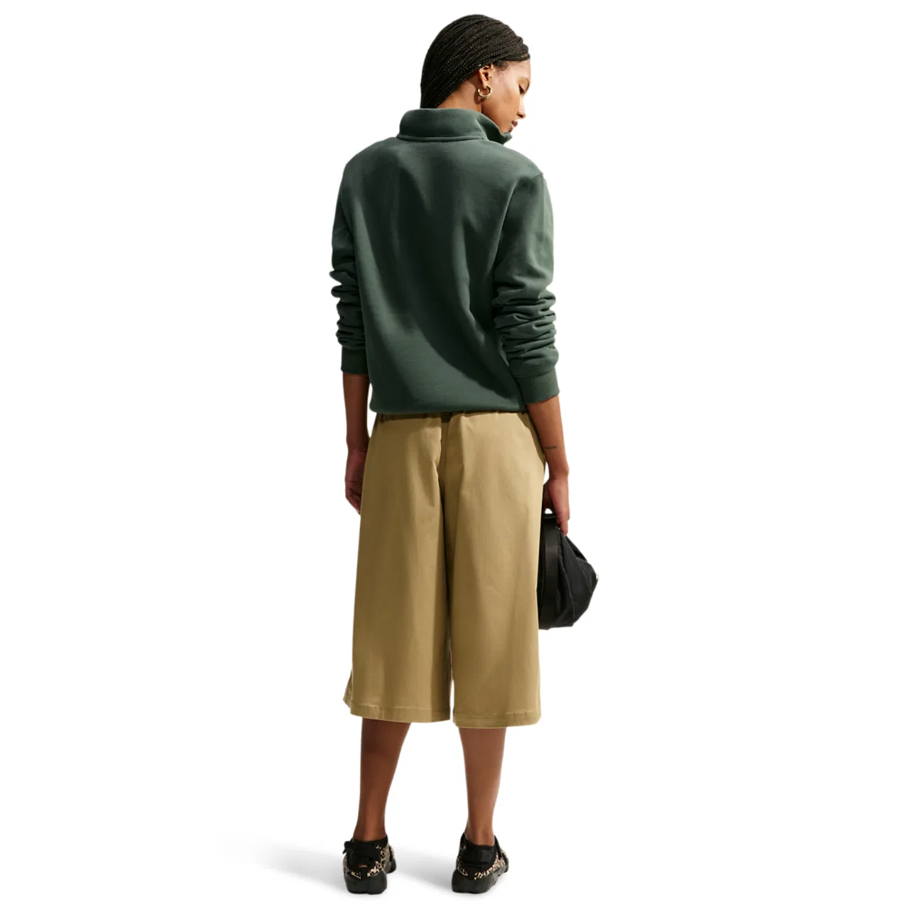 Женский флисовый свитшот на молнию 320 г/м² Studio Fleece Midweight Quarter Zip Nike, Camo Green/Sail — фото 4