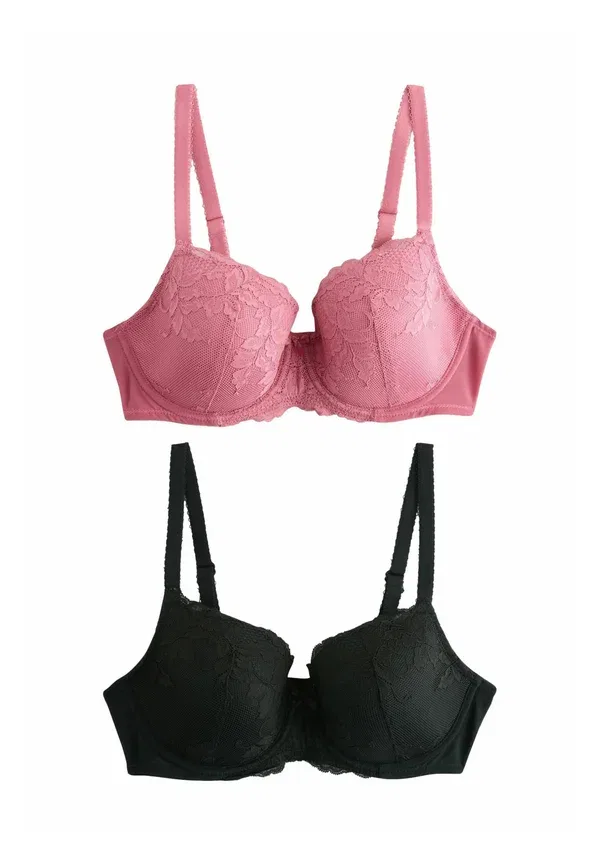 Бюстгальтер с косточками, комплект из 2 штук, padded bra Next, Pink, черный/розовый
