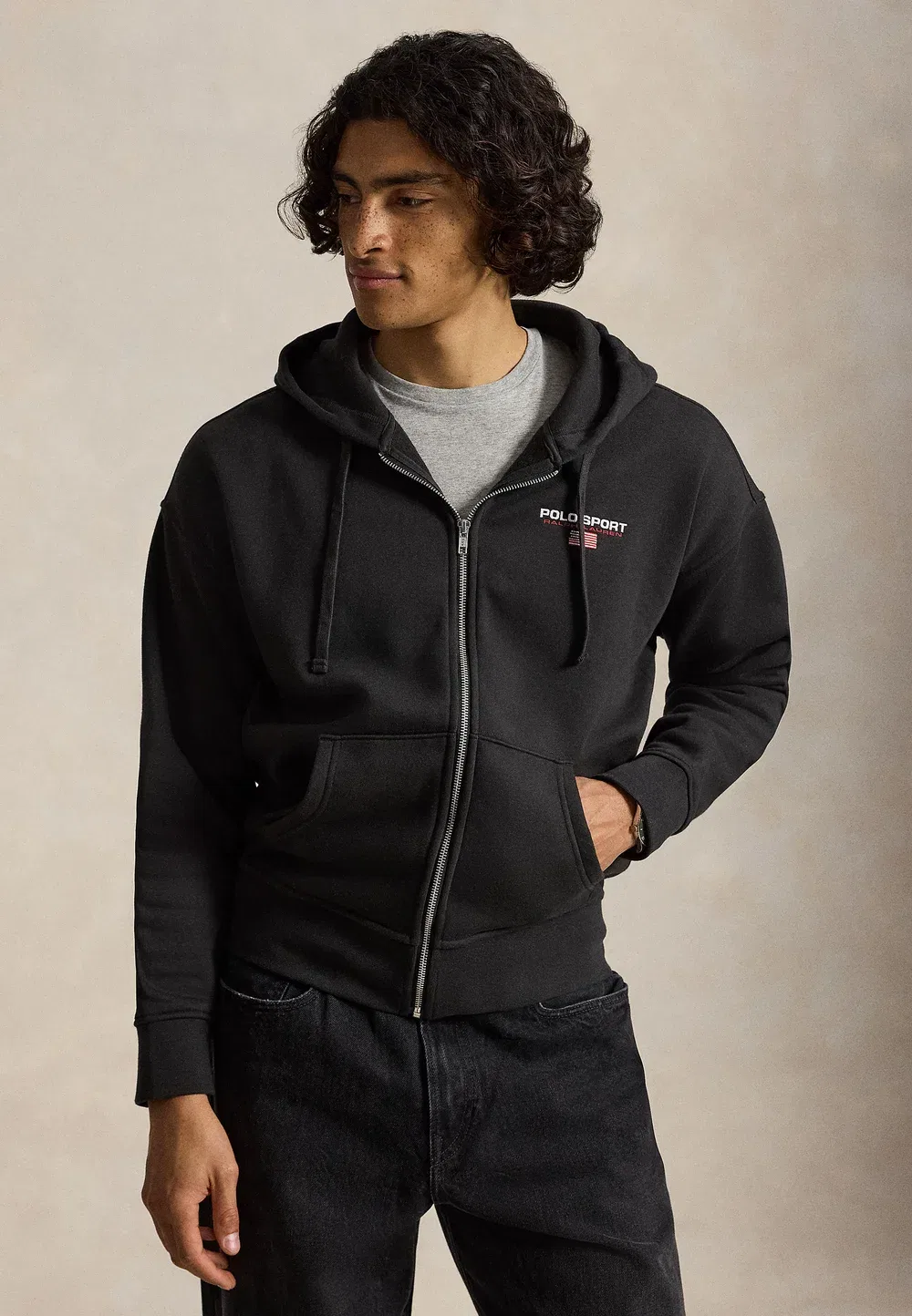 Толстовка-Поло свободного кроя, спортивная, унисекс, на молнии Polo Ralph Lauren, Black Boot