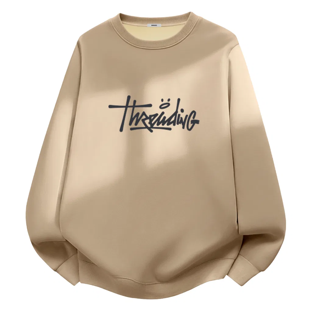 Детский свитшот утепленный с принтом MINISO, Цвет Thermal Integrated Fleece Khaki (Thoughts Spreading)