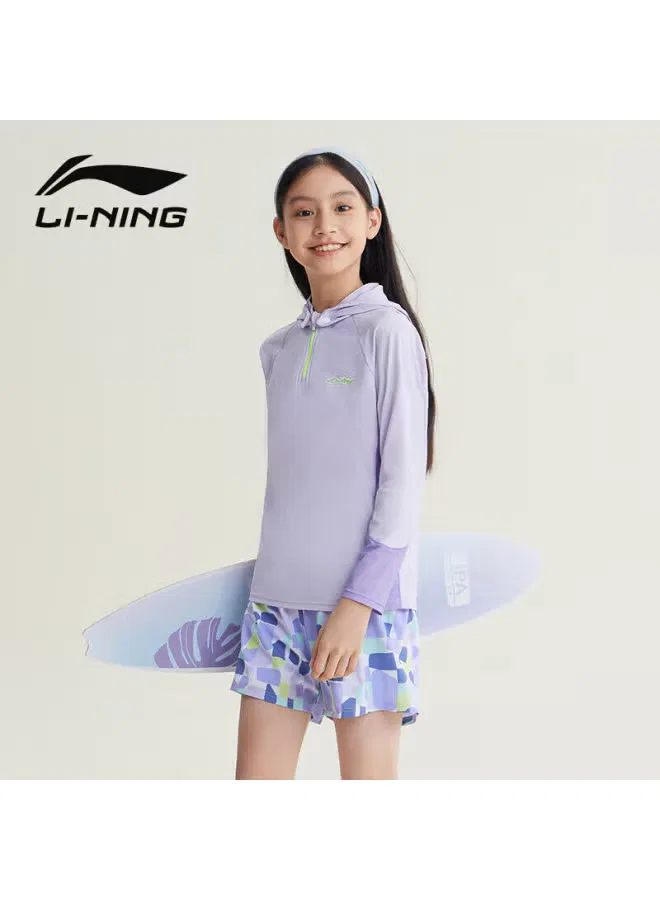 Комплект для плавания с длинным рукавом и принтом Li-Ning, фиолетовый