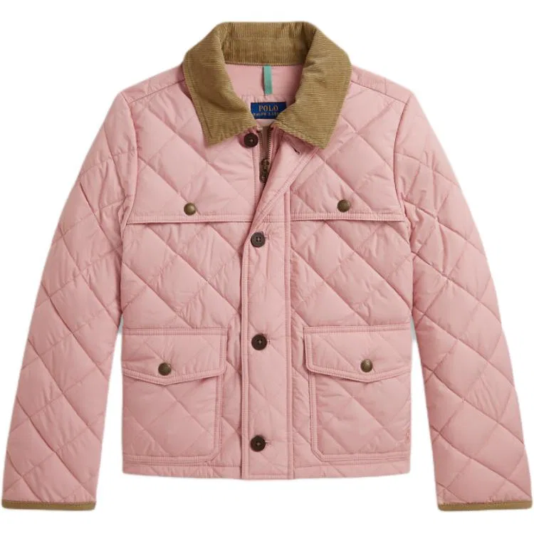 Детская стеганая куртка с лацканами Rose Pink Polo Ralph Lauren