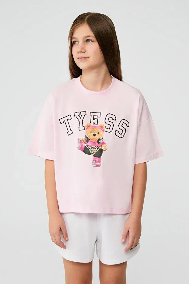 Детская футболка для девочек хлопковая Tyess, Pink — фото 2