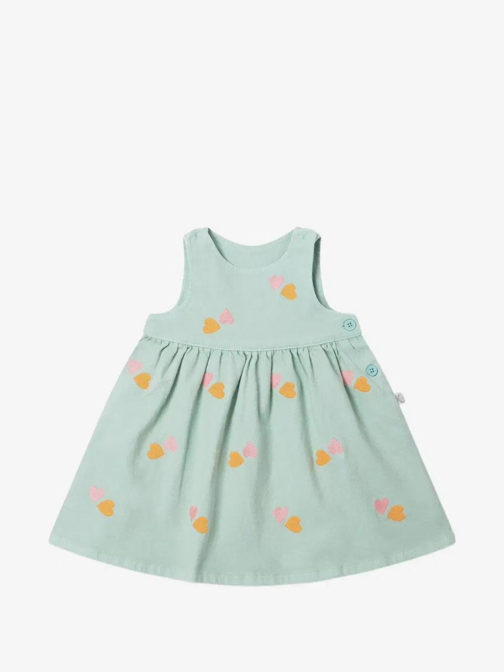Расклешенное платье с вышивкой в виде сердец Stella McCartney Kids, зеленый