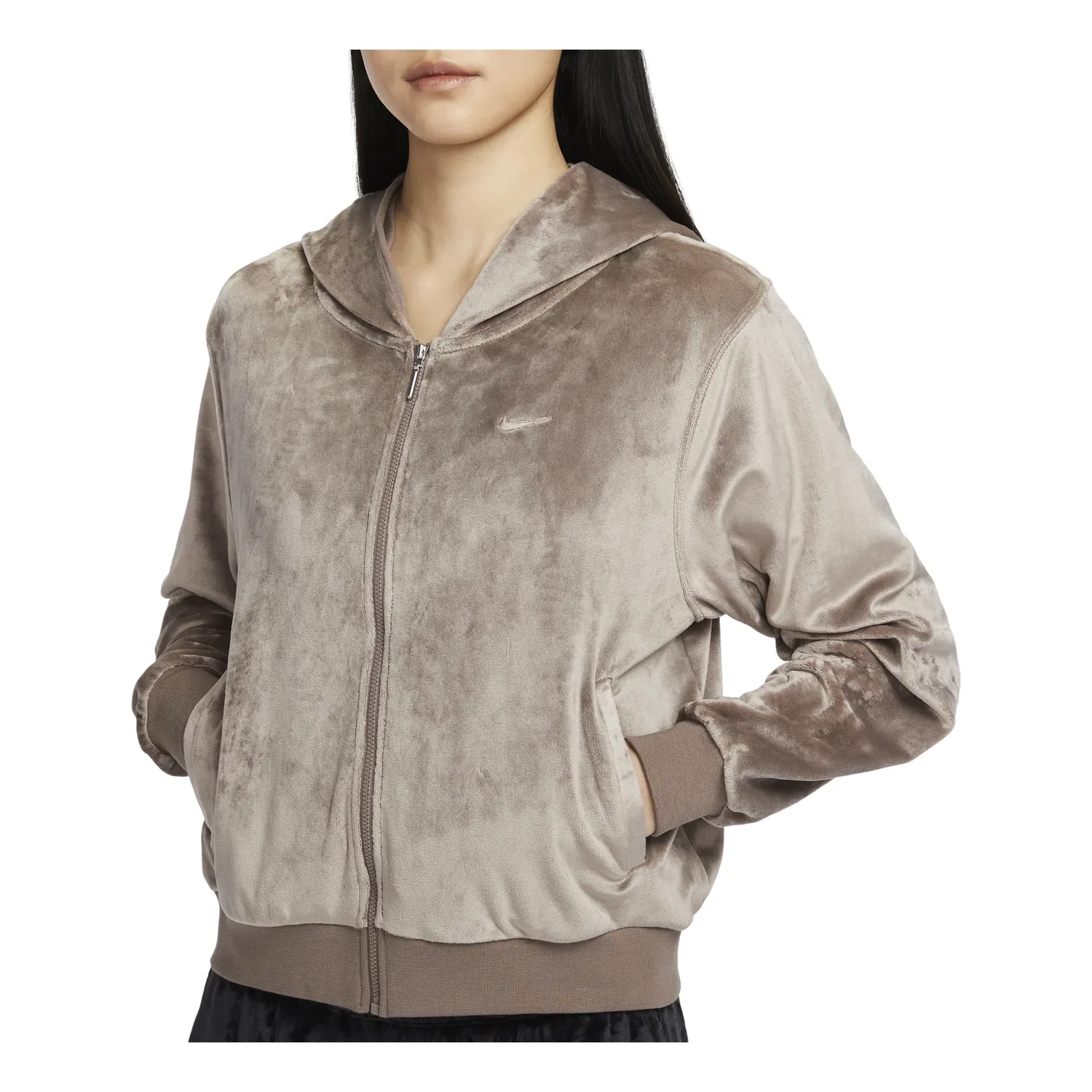Женская куртка Chill Knit Velvet Full-Zip Hoodie Asia Sizing 'Brown Mocha' Nike, Brown Mocha