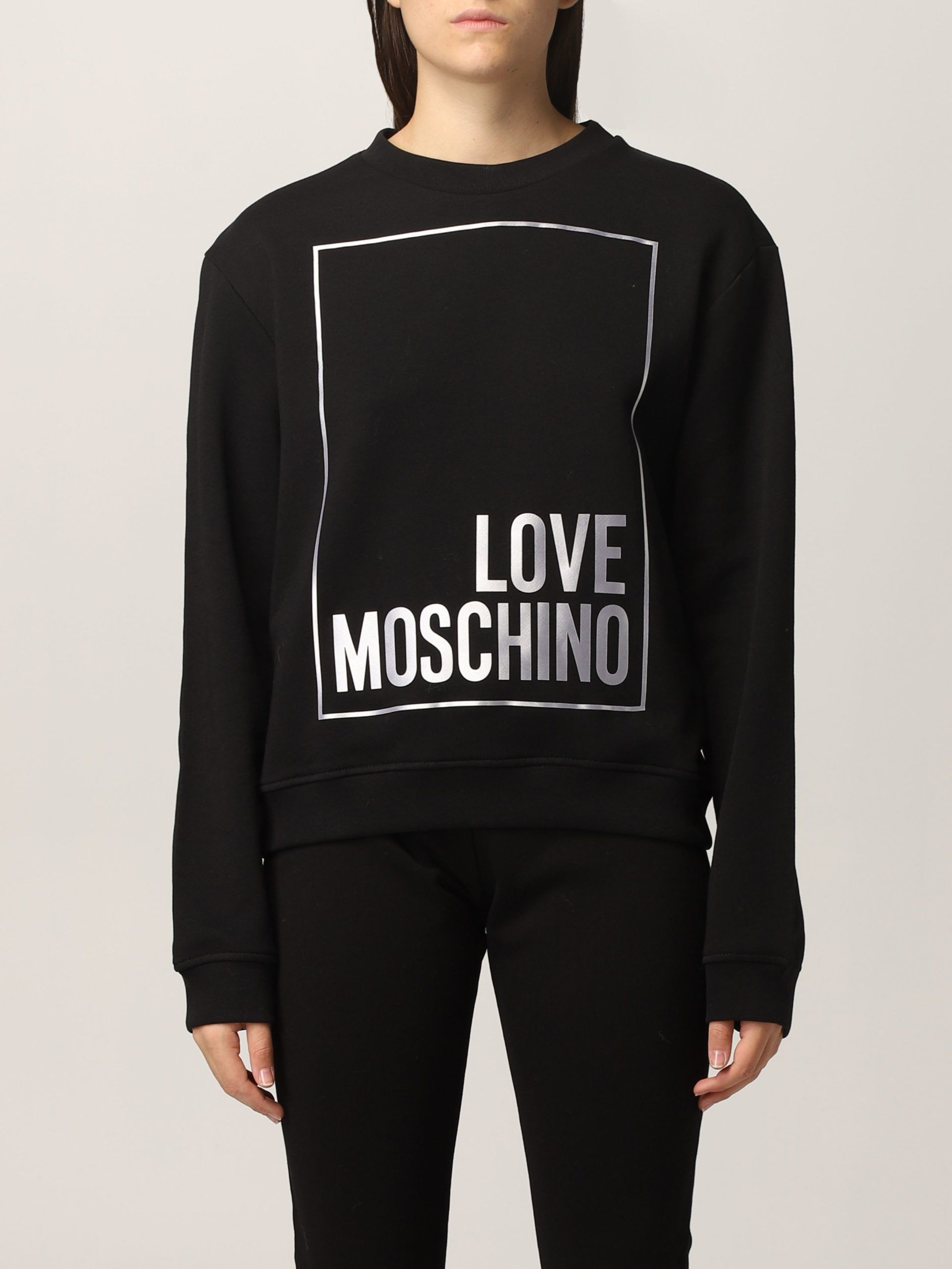 

Черный хлопковый женский свитер LOVE MOSCHINO
