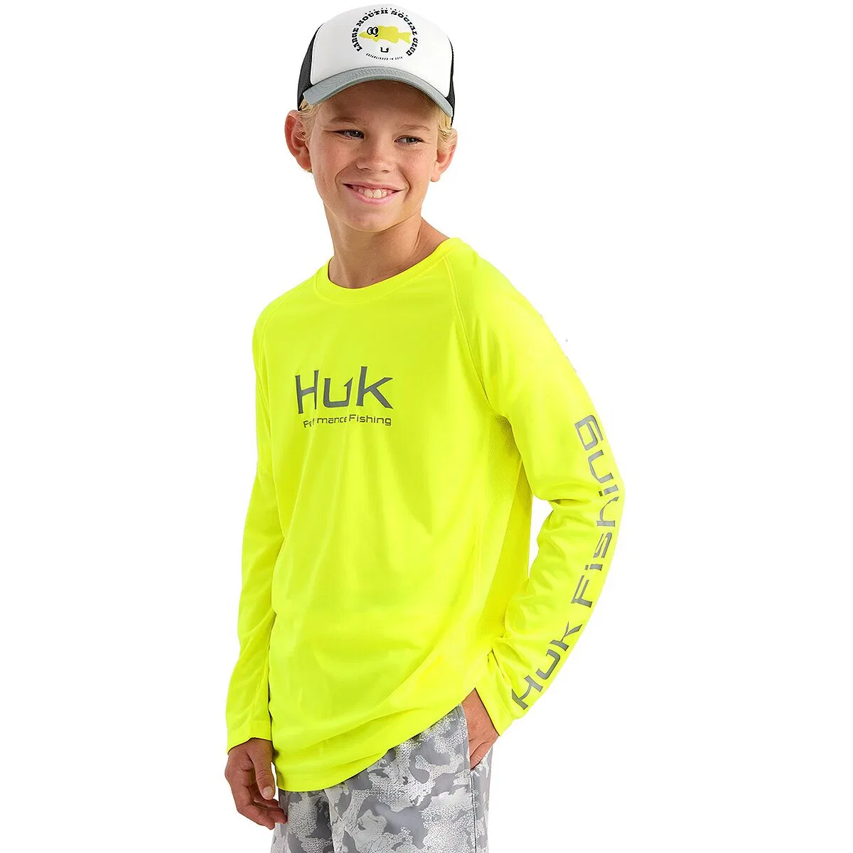 Детская футболка с длинным рукавом Pursuit Solid Crew Huk, Neon Yellow