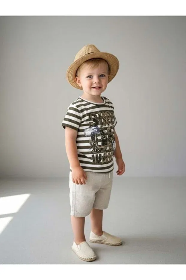 Детская футболка для мальчиков хлопковая с принтом Zekids, Khaki