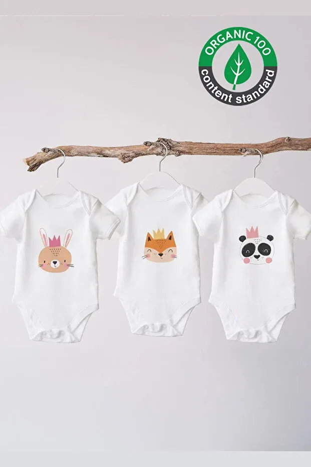 Детское боди-слип для новорожденных с принтом Panda Lilabio, White