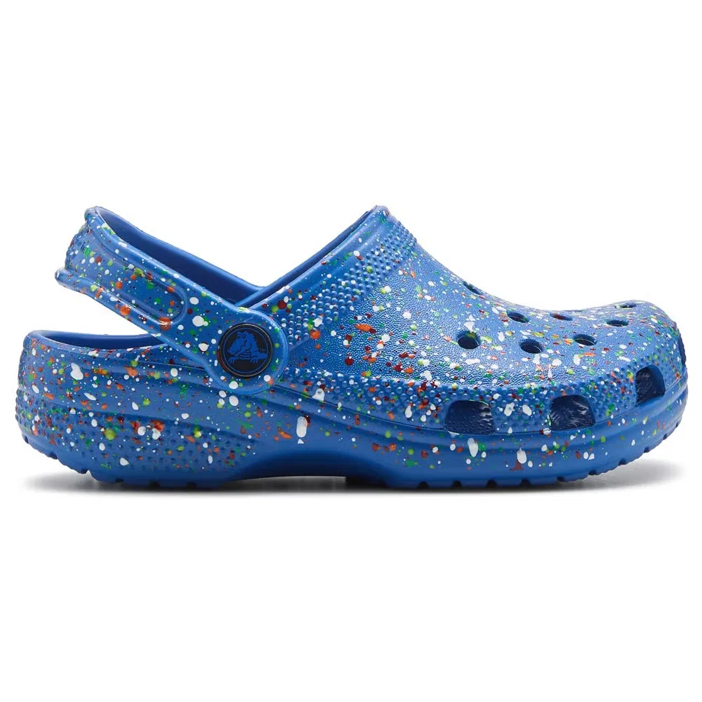 Детские классические сабо с графическим рисунком Crocs, Blue Splatter Multi — фото 2
