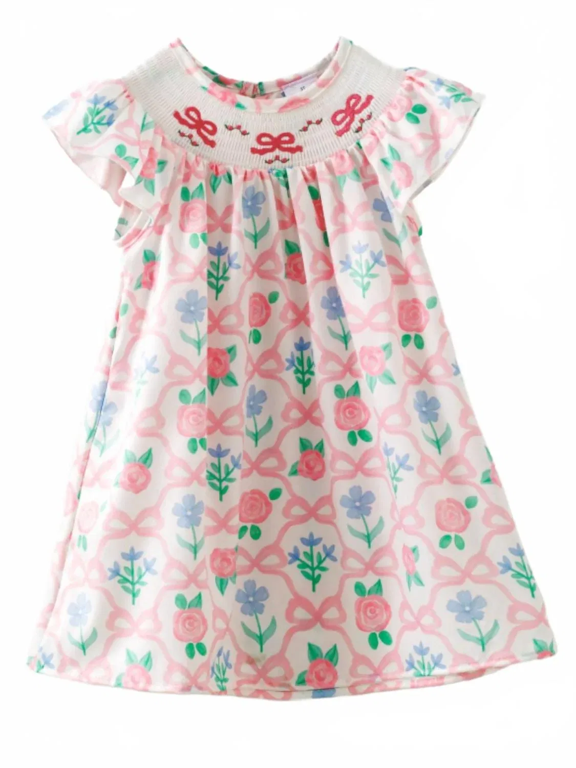 Детское платье для девочек с вышивкой и сборками Little Girls Smocked Birthday Dress Clover Cottage, мультиколор