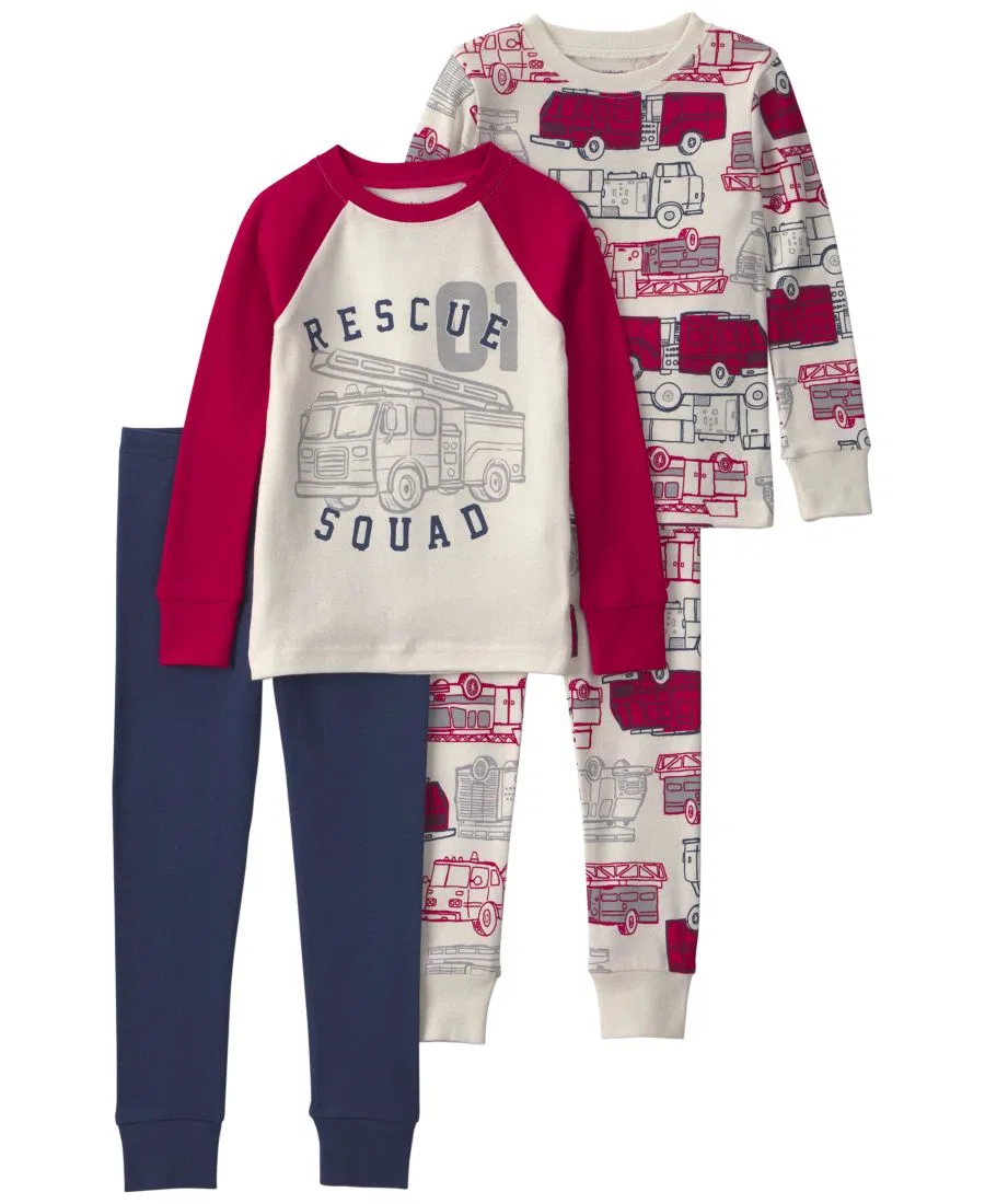 Комплект пижам из хлопка с принтом Rescue Squad Firetruck Carter's, Red Cream