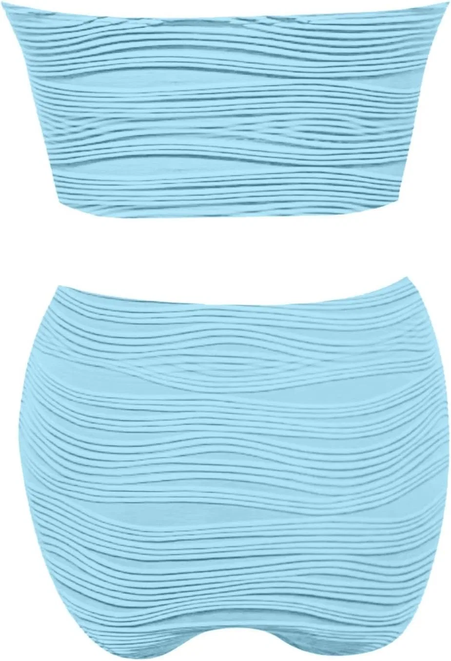 Женский бандо-бикини с высокой талией, Light Blue — фото 4