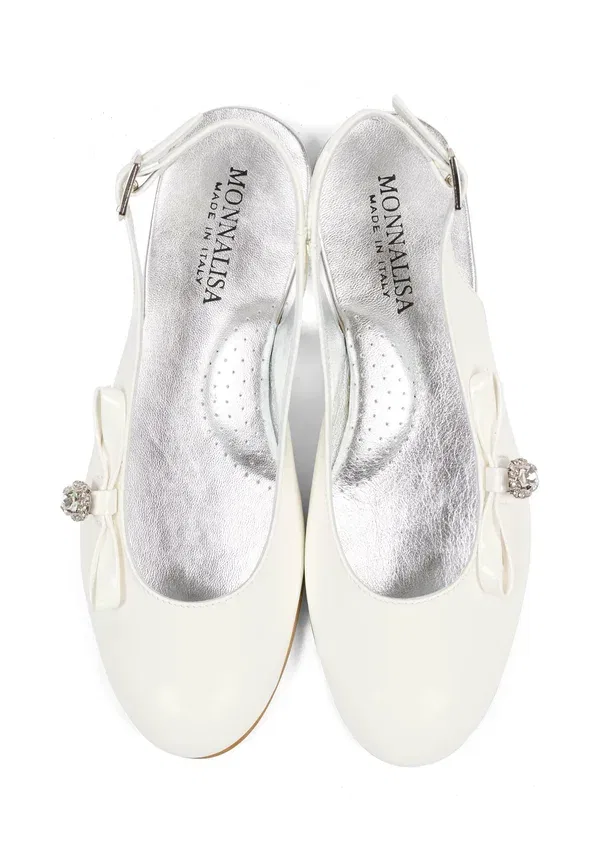 Туфли балетки с пряжкой/бантом Ballerine Monnalisa, white, белый — фото 3