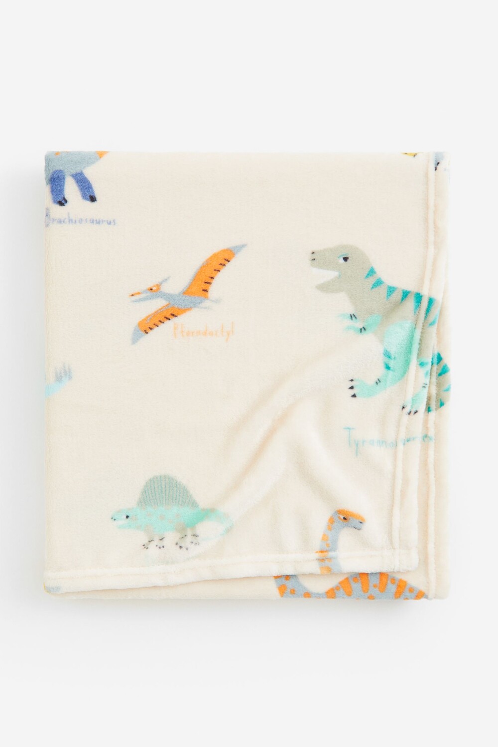 

Одеяло H&M Home Patterned Fleece Dinosaurs, светло-бежевый