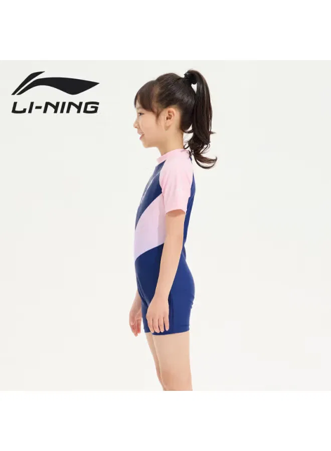 Купальник детский слитный для девочек с быстросохнущей тканью 007 Li-Ning, сине-розовый — фото 3