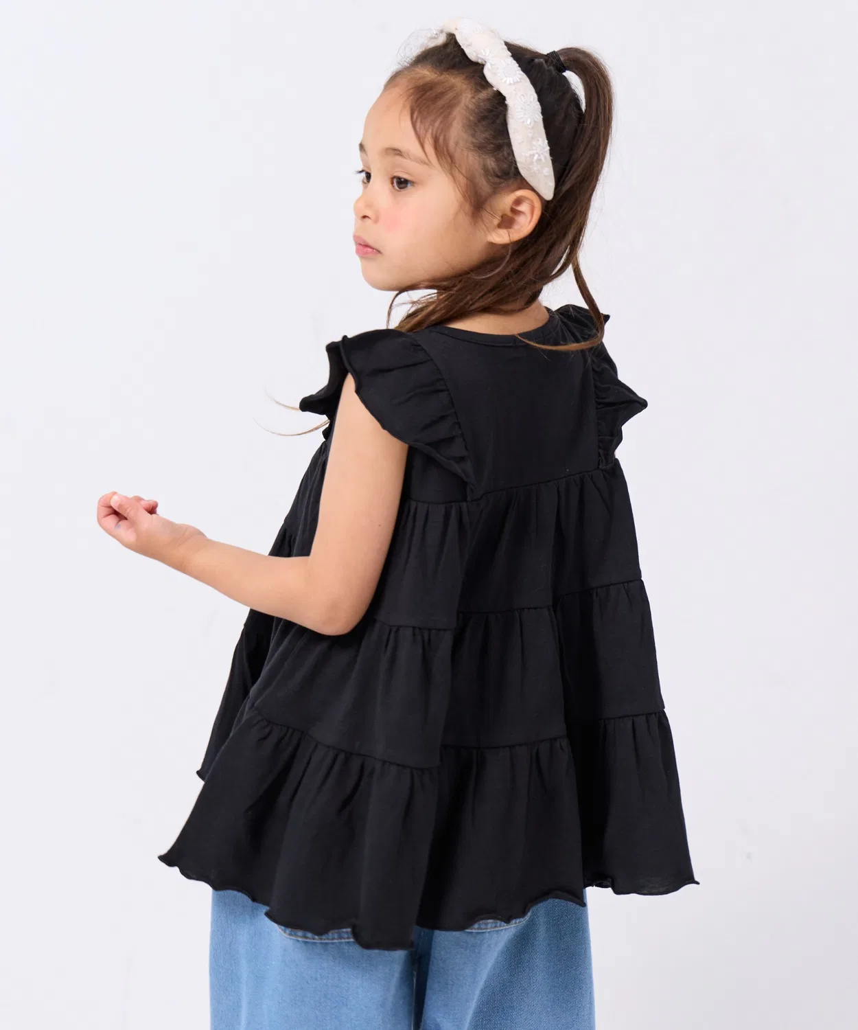 Детская туника для девочек с длинным рукавом модель Tired Flare, pairmanon, Black — фото 4