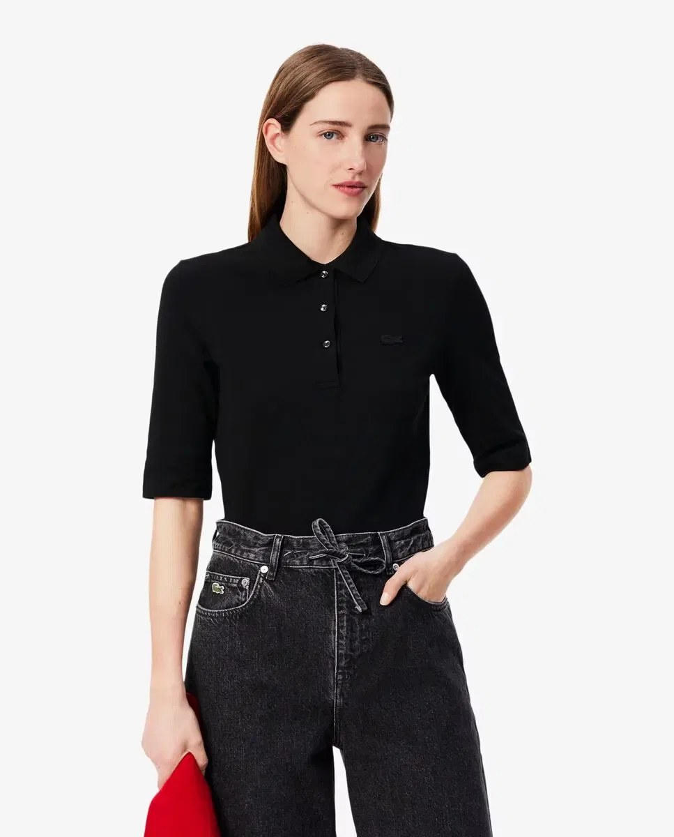 Поло Lacoste Negro с французским рукавом