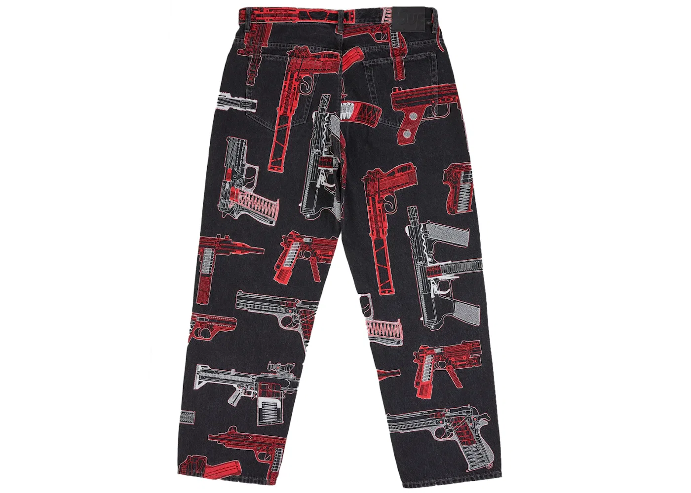 Мужские джинсы свободного кроя с вышивкой Supreme Guns Supreme, Washed Black — фото 2