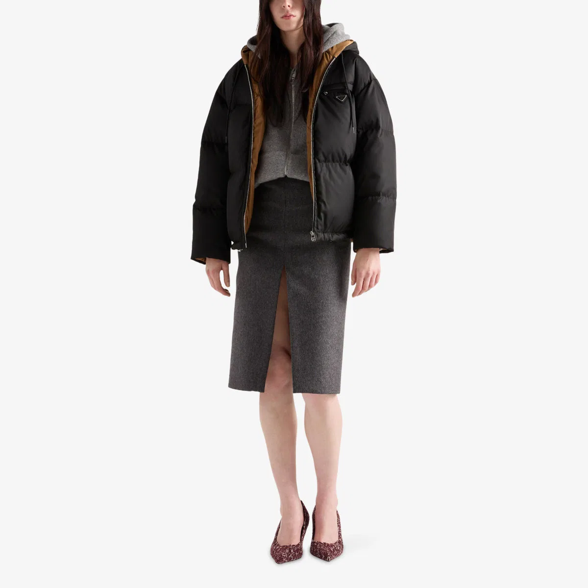 Пуховая куртка с утеплителем из нейлона Re-nylon Prada, черный — фото 2