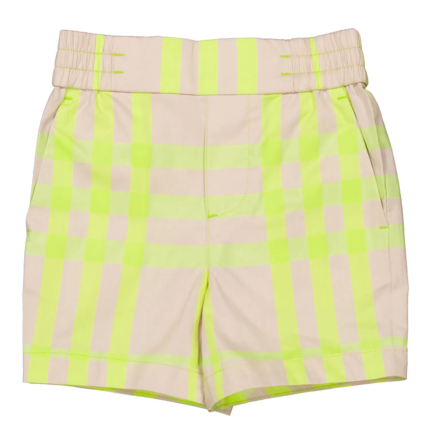 Шорты хлопковые с эластичным поясом Kids Elastic Waist Cotton Shorts Burberry, Vivid Lime Ip Chk