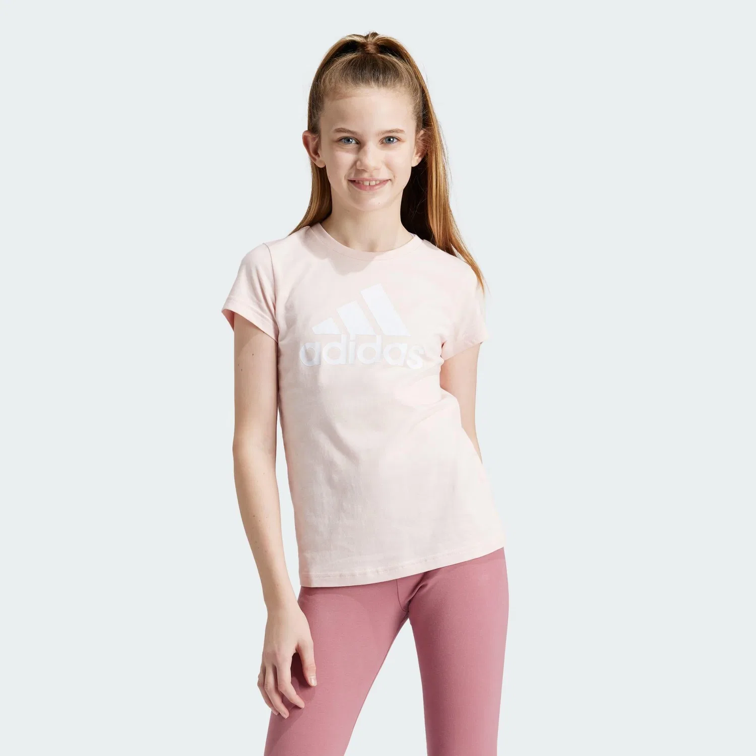 Детская футболка с логотипом Essentials Big Logo Cotton T-Shirt Adidas, Rosa Weiss