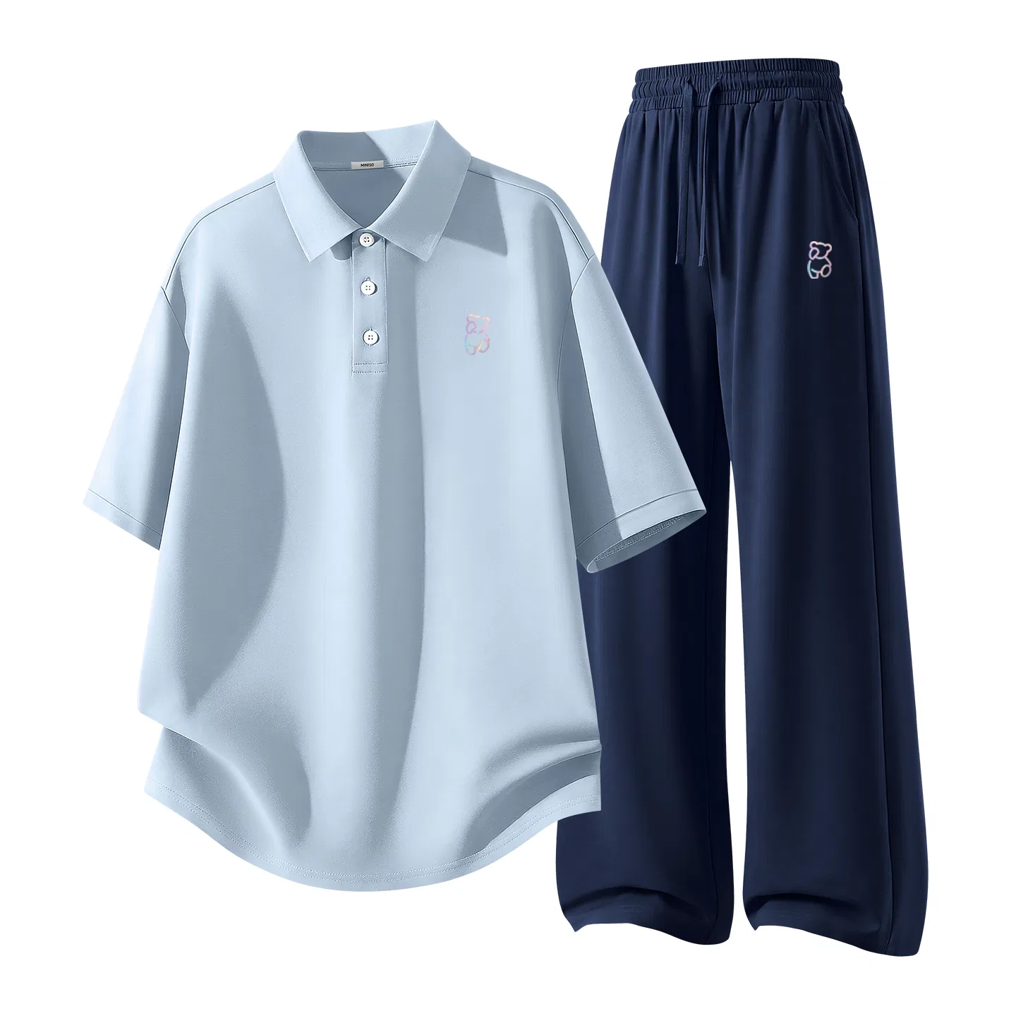 Детский комплект спортивной одежды с принтом MINISO, Haze Blue + Navy Blue