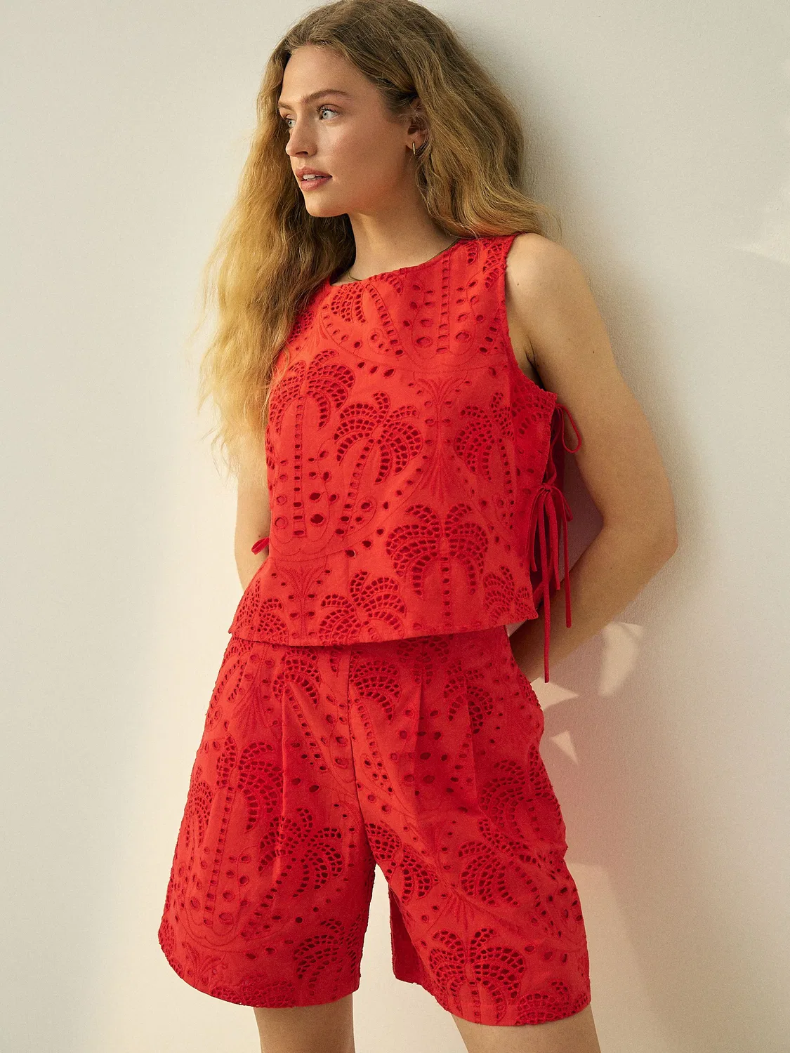 Топ с вышивкой Red N. Premium Cotton Next, красный — фото 2