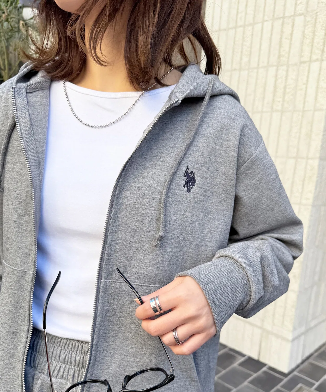 Мужская/женская футерная худи-парка с принтом Double Face Royal Sweat U.S. POLO ASSN., Серый