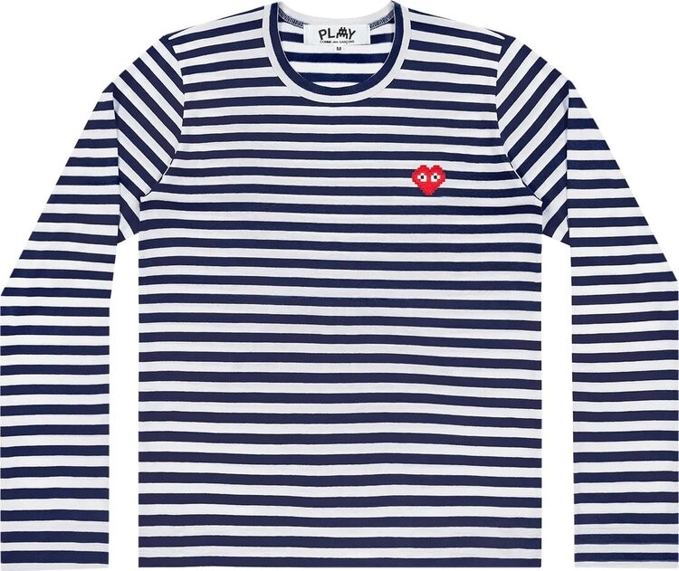 

Футболка Comme des Garçons PLAY Striped Long-Sleeve T-Shirt 'Navy/White', синий