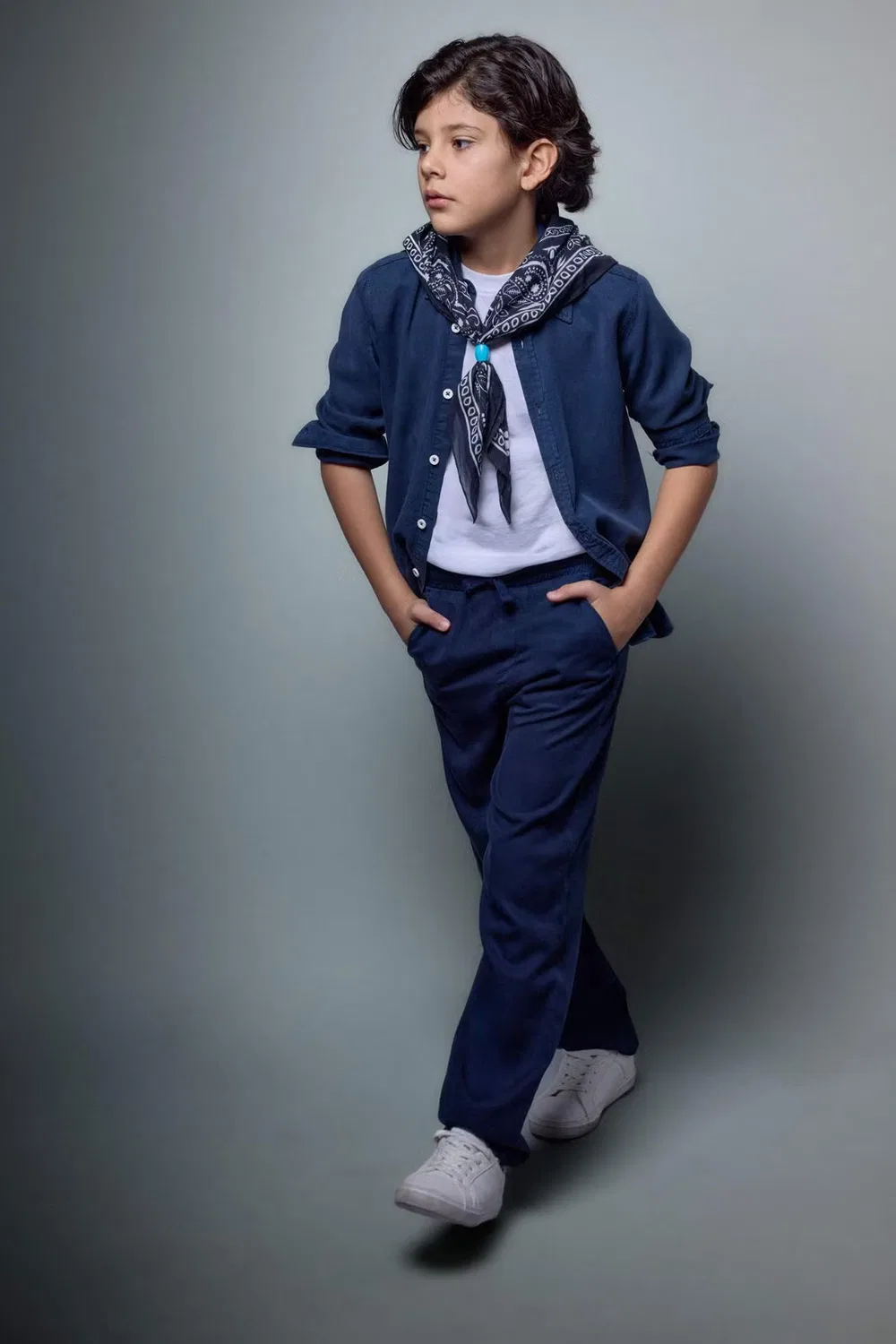Брюки прямые свободные Boys flowy straight leg Defacto, темно-синий — фото 3