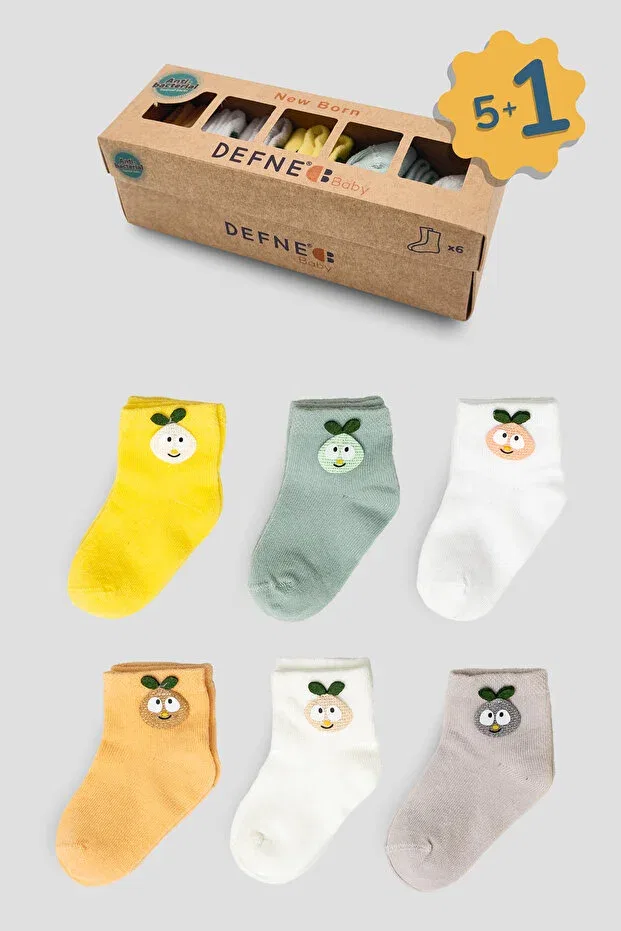Детские носки для девочек хлопковые набор 6 пар Pear Accessories Defne Baby, Mixed