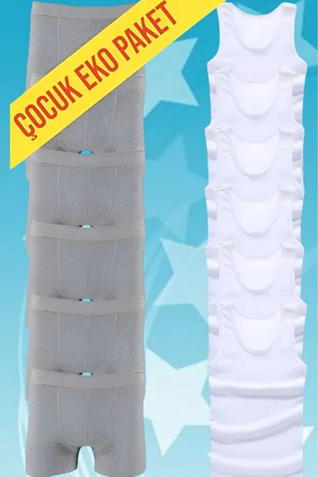 Детский комплект нижнего белья для мальчиков хлопковый Uniquetrenders, White Gray