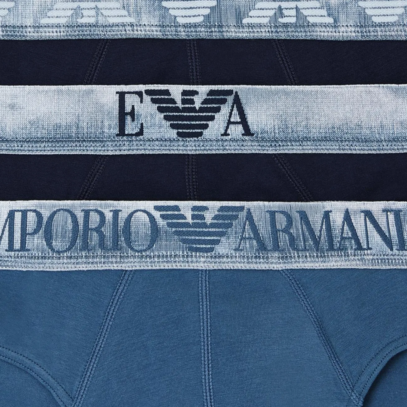 Мужской комплект трусов-боксеров с логотипом EA7, 3 шт, Emporio Armani, Blue — фото 4