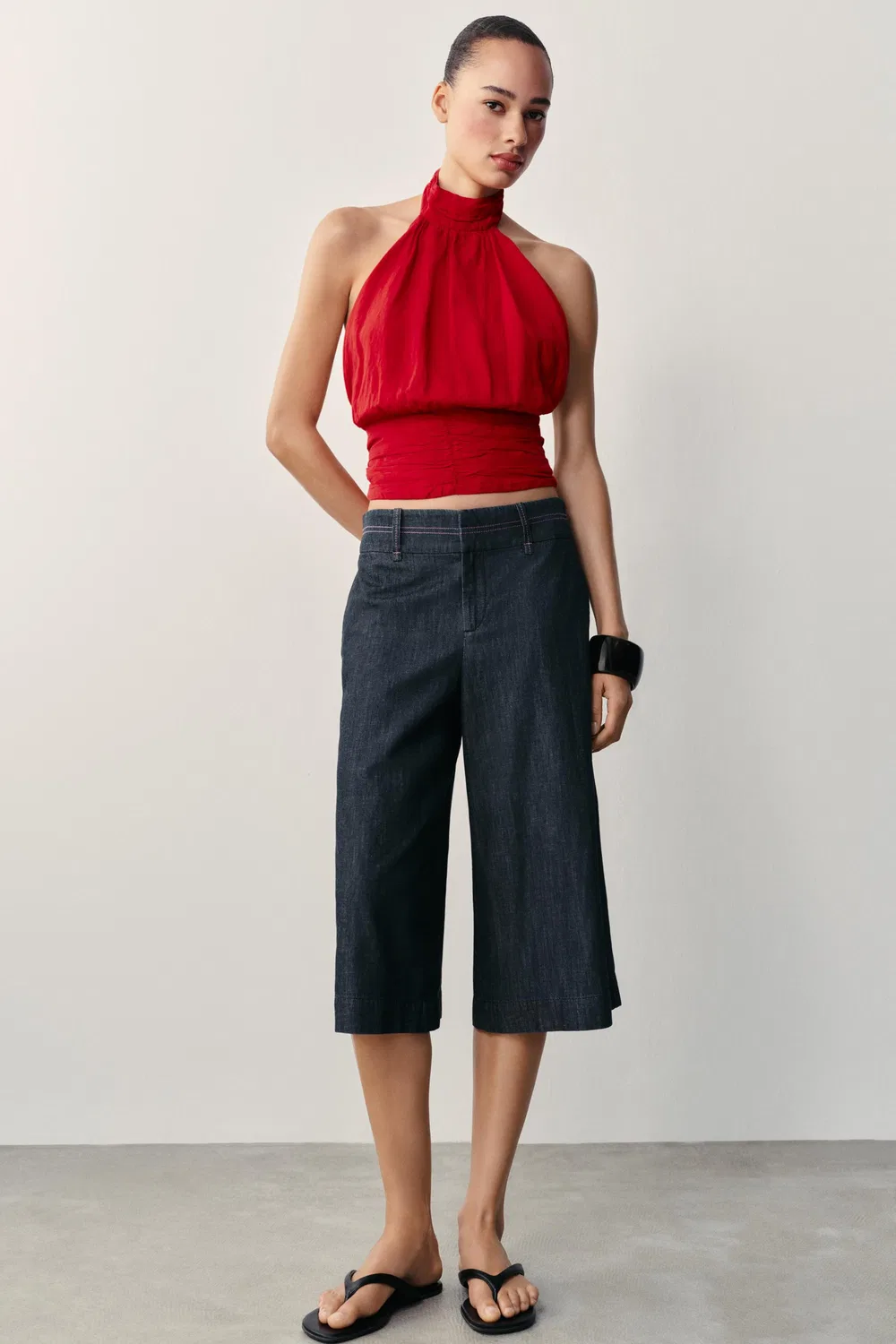 Длинные бермудские шорты с контрастной строчкой ZARA, Blue