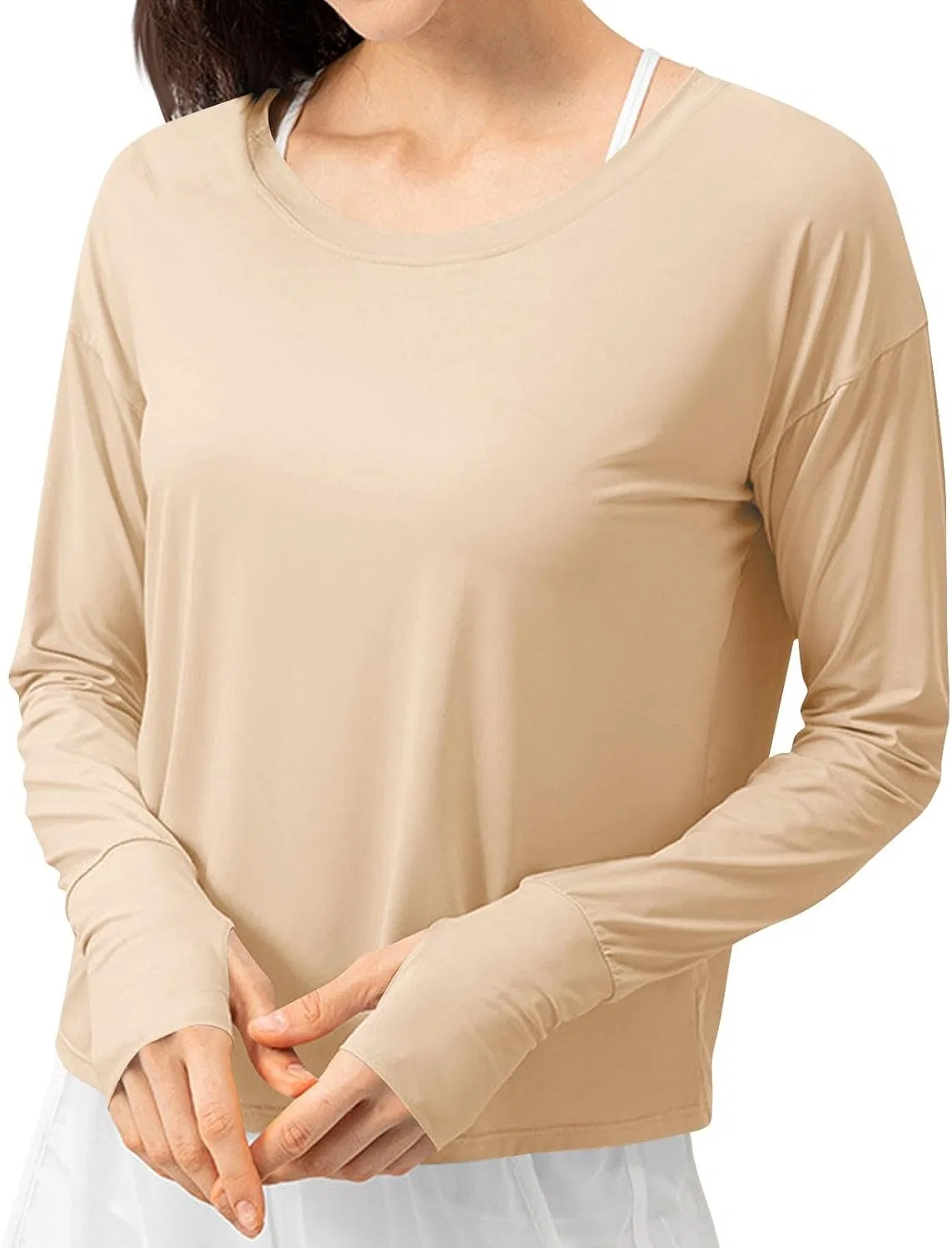 Женская рашгард с защитой UPF 50+ с длинным рукавом, Beige