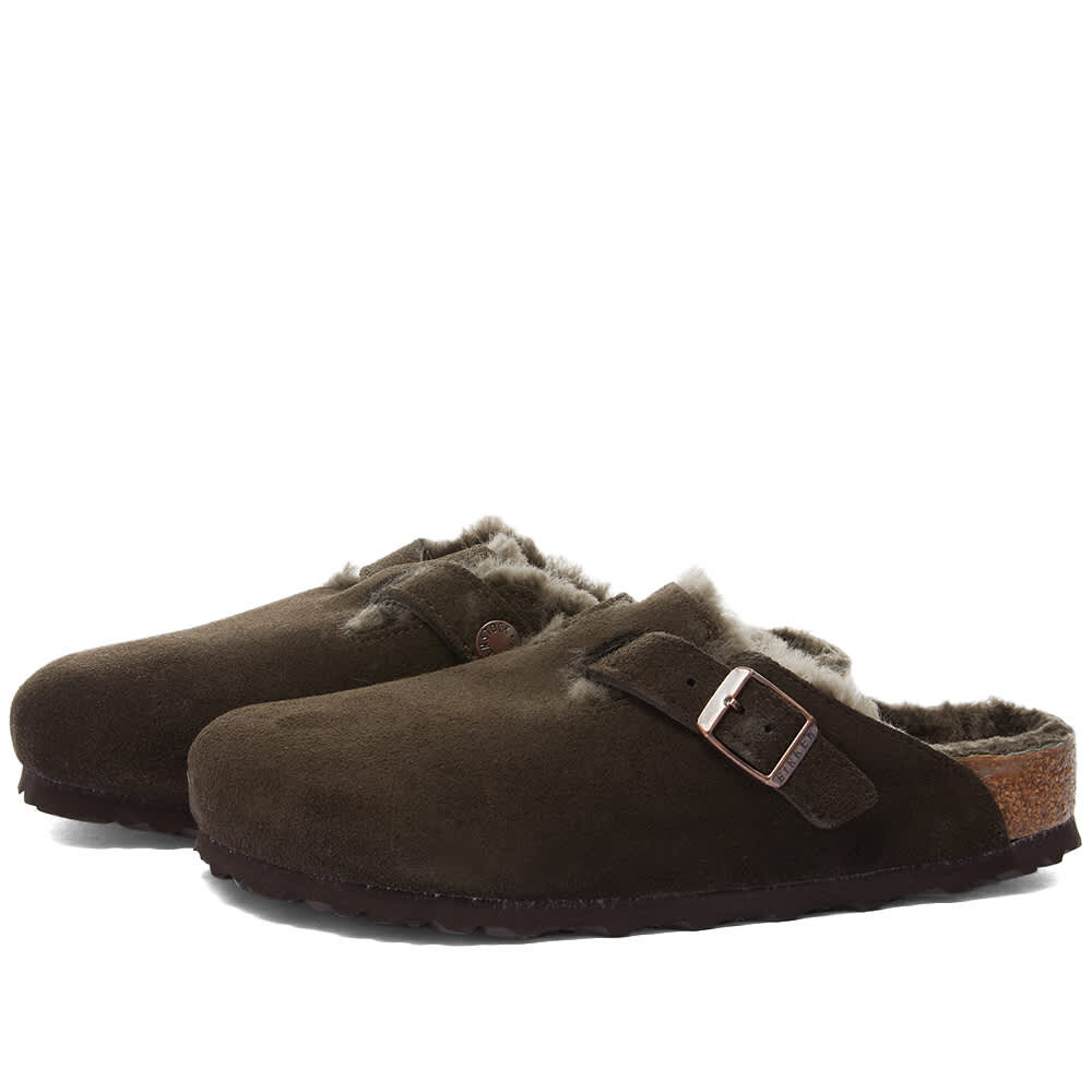 Мюли Birkenstock Boston Shearling Suede Leather, мокко