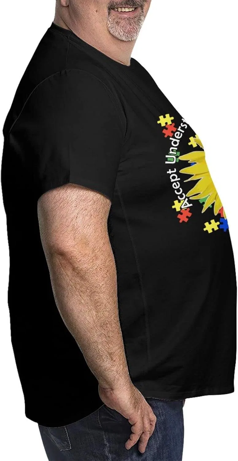 Мужская футболка с графическим принтом Crew Neck, Accept Understand Love Autism Awareness1 — фото 4