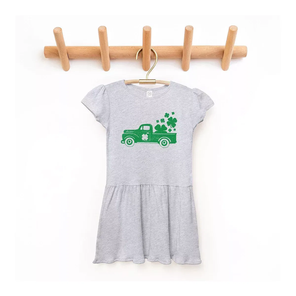 Детское платье для девочек с принтом Shamrock Truck The Juniper Shop, Heather Grey