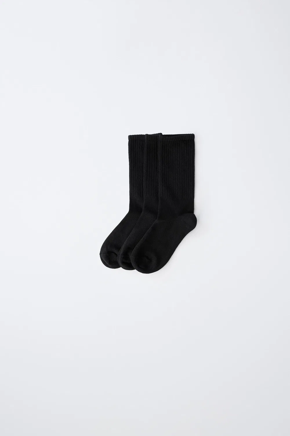 Набор из 3 ребристых носков до середины икры. ZARA, Black